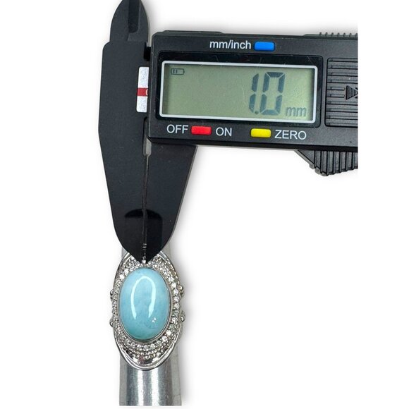 Doug Paulus Sterling Silver Larimar Spinel Oval Ring 5.25 - Picture 11 of 11